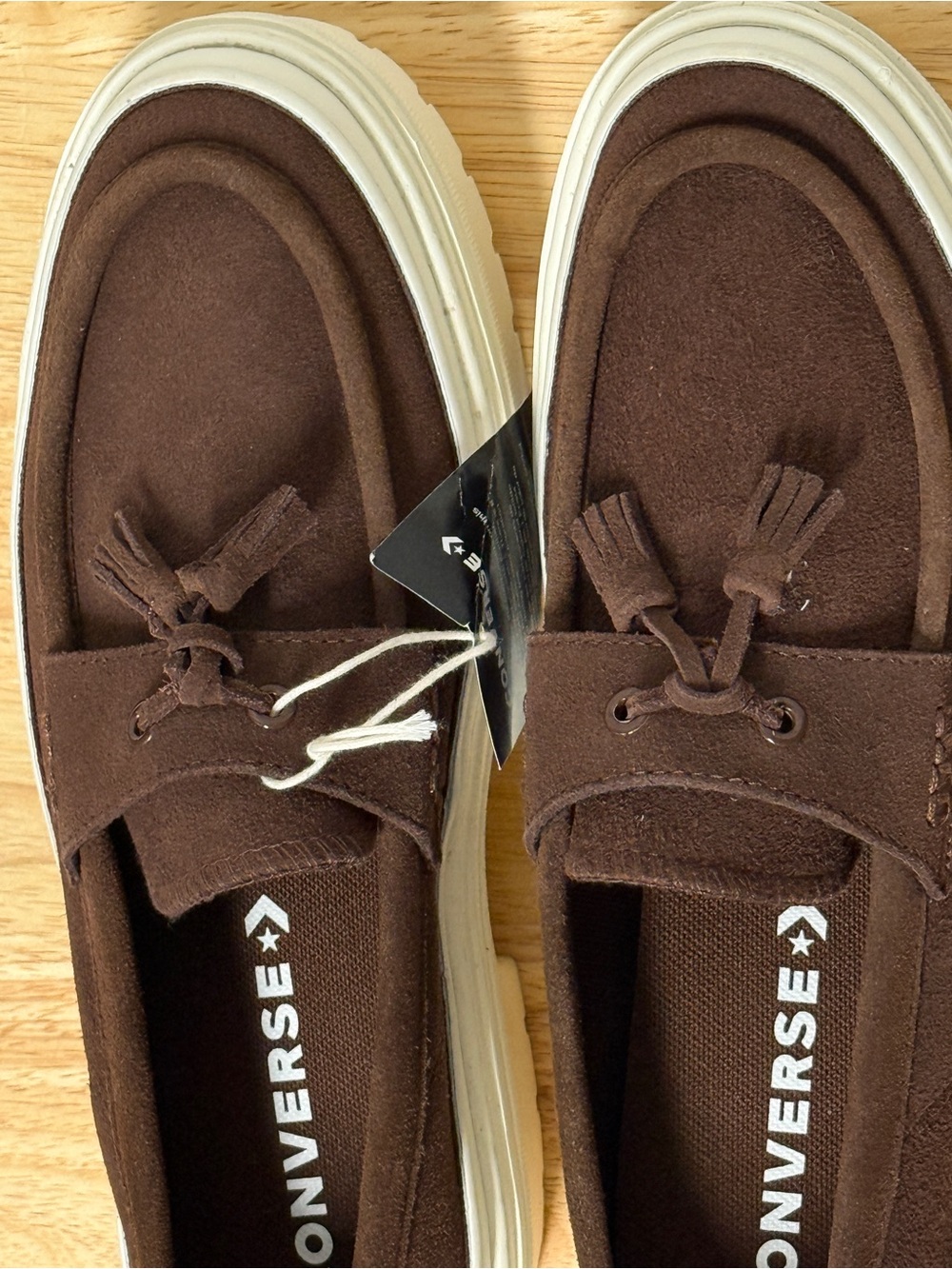 Converse Brown Suede Platform Tassel Loafers - Picture 4 of 7